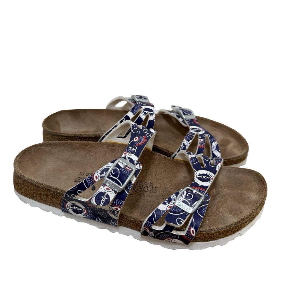Birkenstock Birkis Birko Double Strap Abstract Print Sandals Womens US 5 EU 3